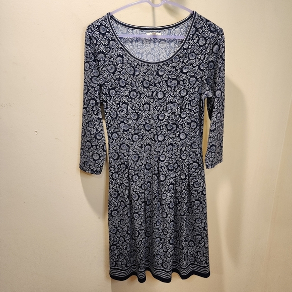 Max Studio Navy and White Quarter Sleeves fit and flare Casual dress size M - Picture 10 of 11
